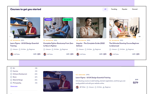 Platform with best course listing website and course app to promote online education